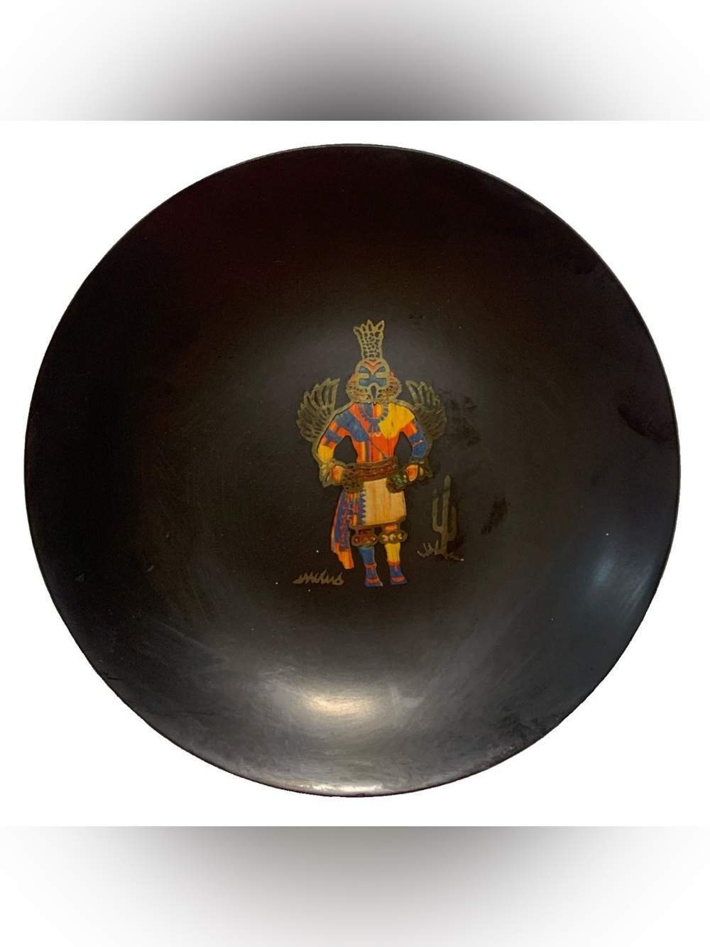 Vintage Couroc of California Inlaid Hopi Hummingbird Kachina Serving Bowl